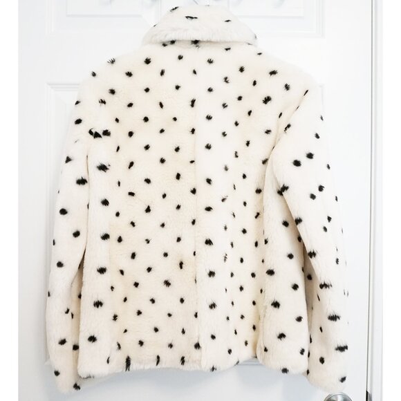La Vie Rebecca Taylor Polka Dot Spotted Faux Fur Coat Jacket - Picture 5 of 13